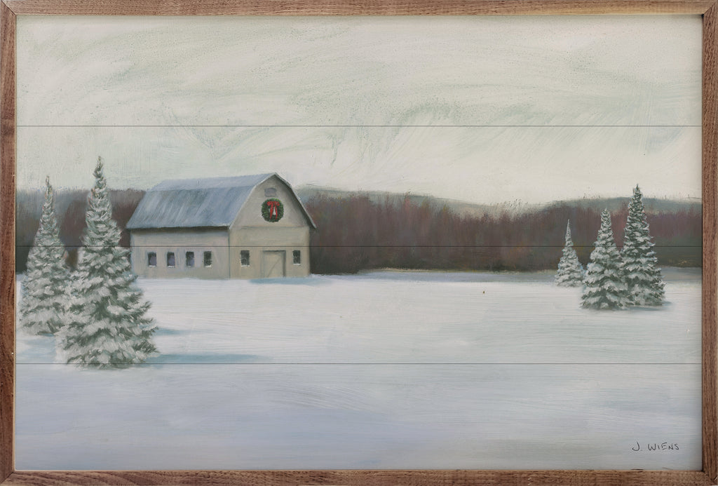 Holiday Winter Barn By James Wiens 16x10 / Multi-Color