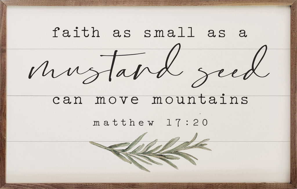 Mustard Seed Greenery Matthew 17 20 White 16x10 / White