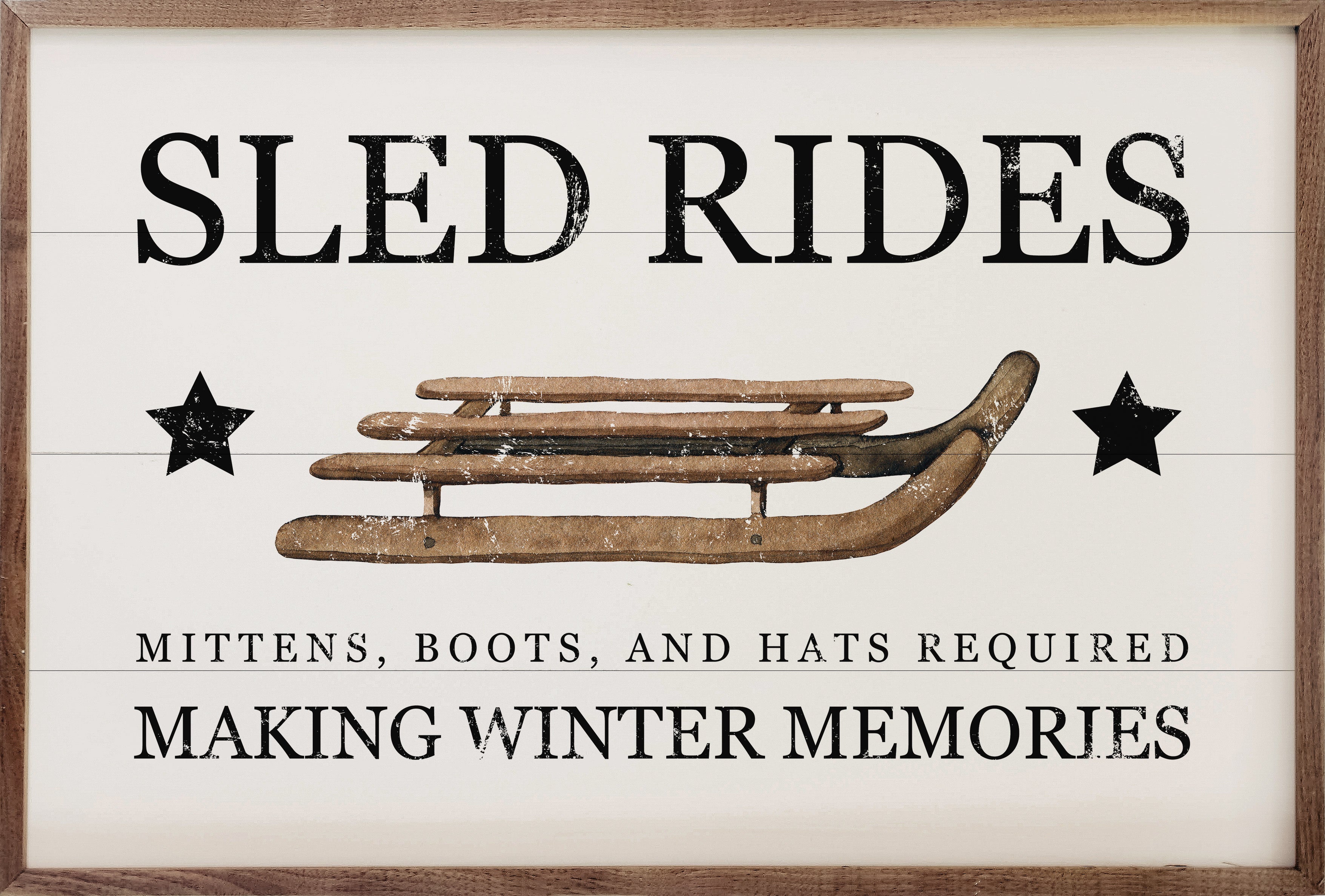 Sled Rides Making Winter Memories White 10x16 / White