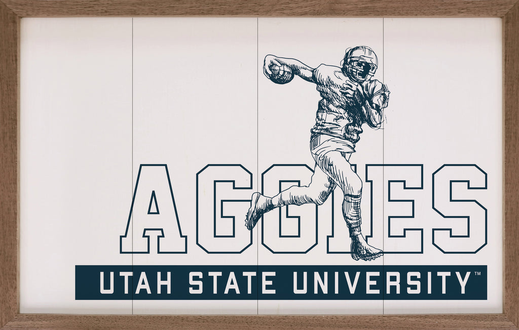 Vintage Football Utah State 16x10 / White