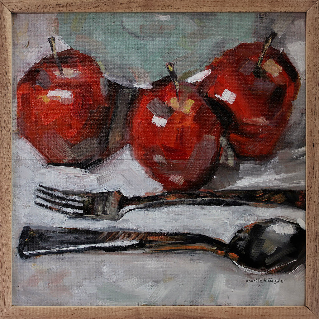 Apples And Silverware By Annette Beraud-Battaglia 16x16 / Multi-Color