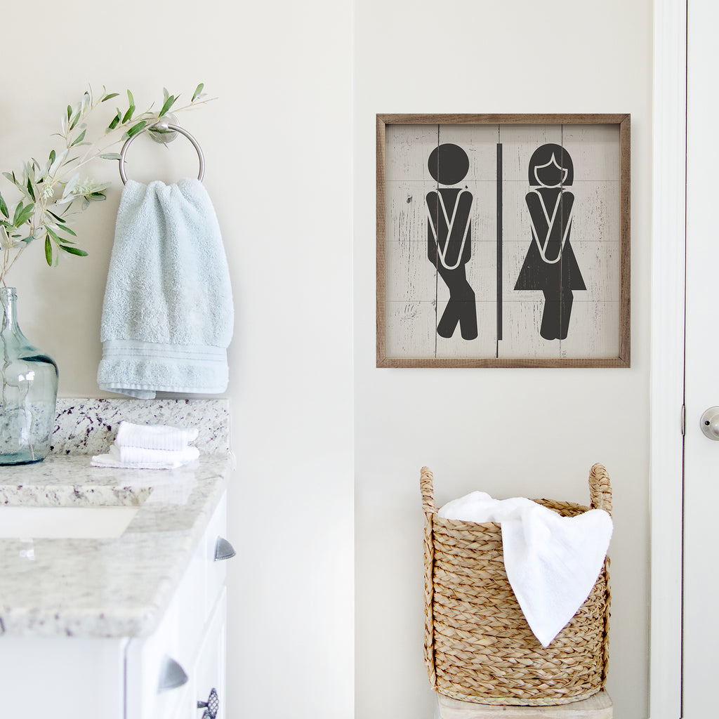 Bathroom Icons Whitewash 16x16 / Whitewash