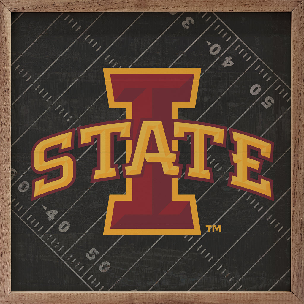 Black Football Field Iowa State 16x16 / White