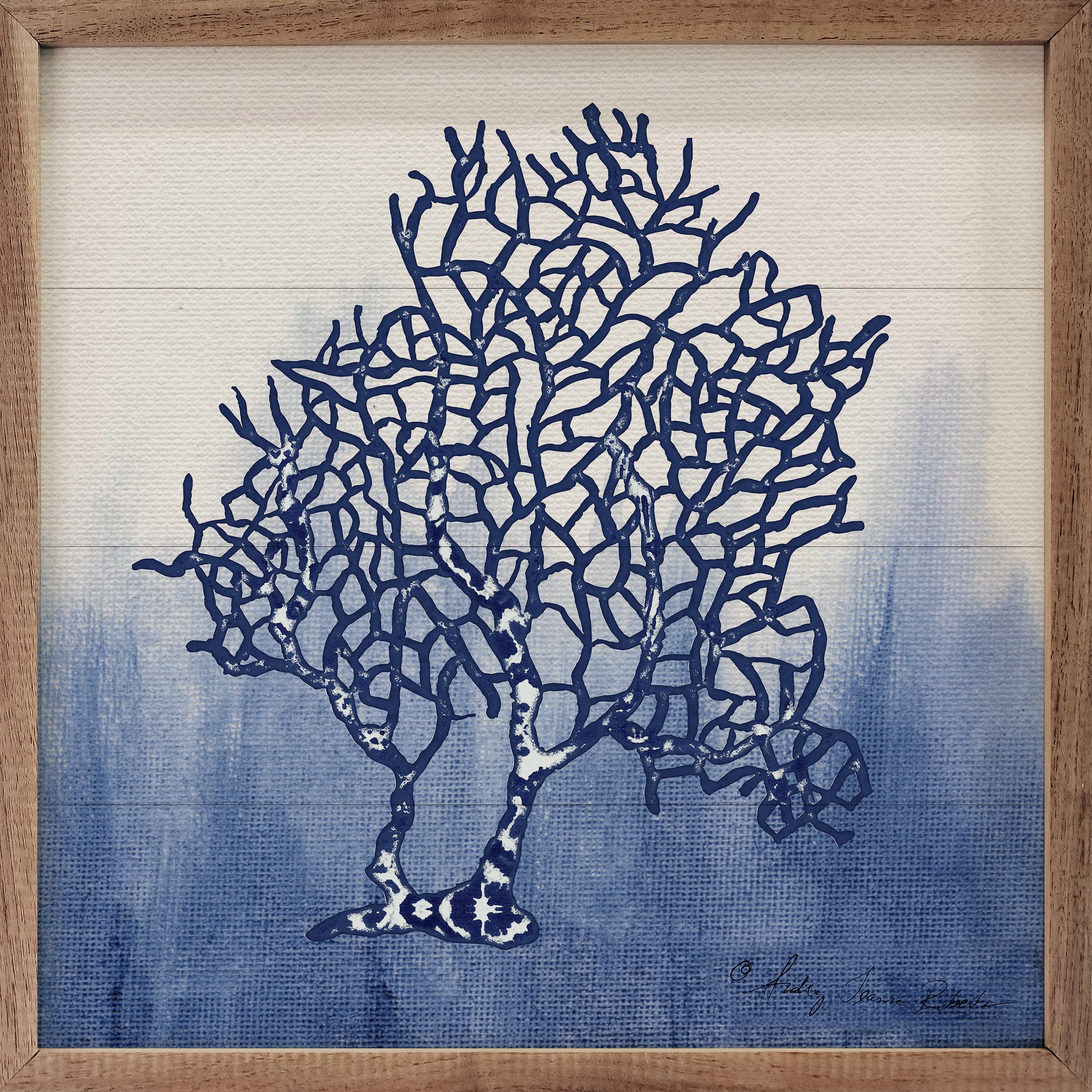 Blue Pattern 3 Coral By Audrey Jeanne Roberts 16x16 / Multi-Color