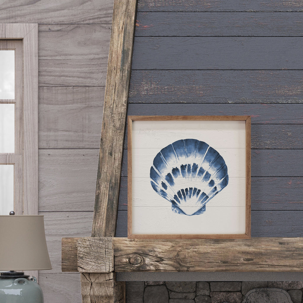 Blue Scallop Shell 1 16x16 / White