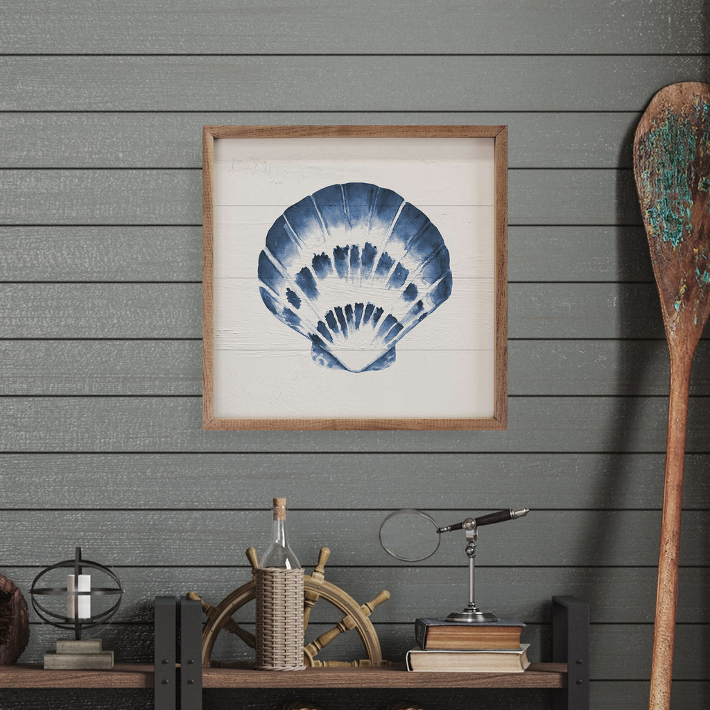 Blue Scallop Shell 1 16x16 / White