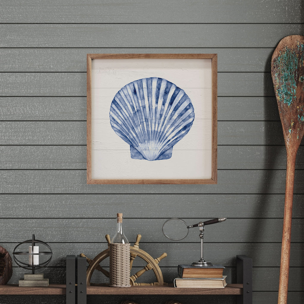 Blue Scallop Shell 3 16x16 / White