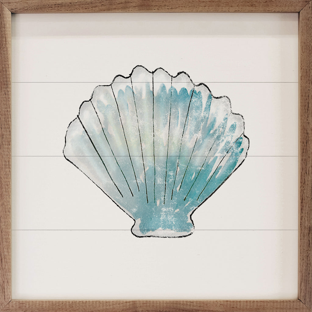 Blue Seashell 16x16 / White