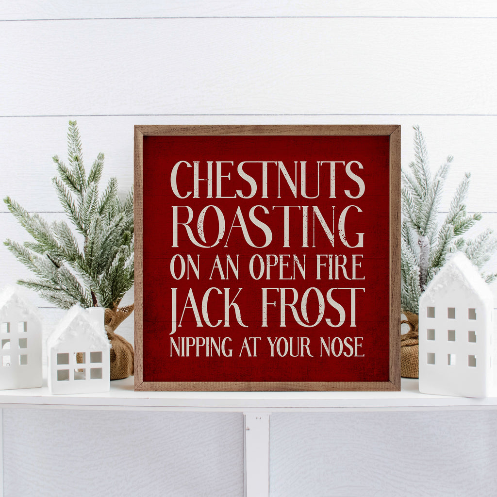 Chestnuts Roasting Red 16x16 / Red