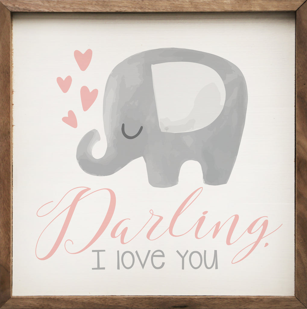 Darling I Love You Elephant Hearts White 16x16 / White