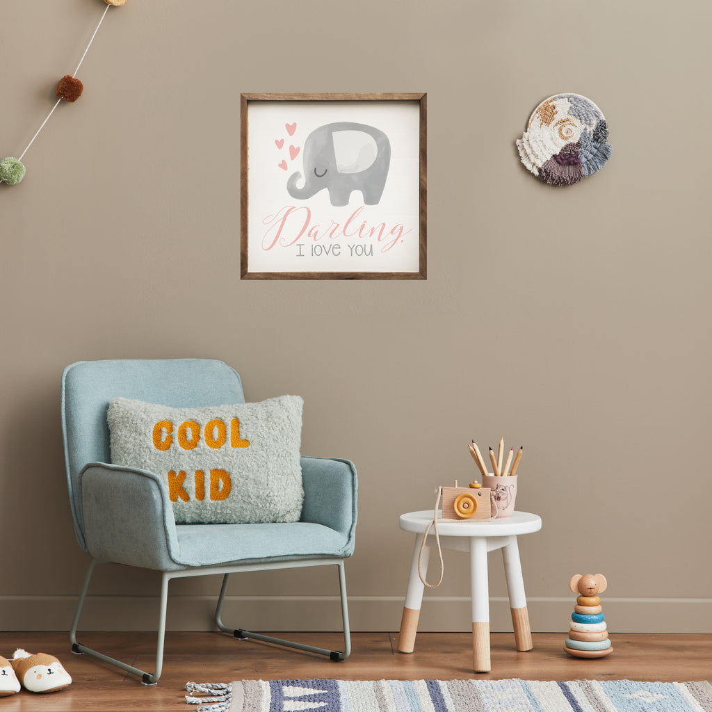 Darling I Love You Elephant Hearts White 16x16 / White