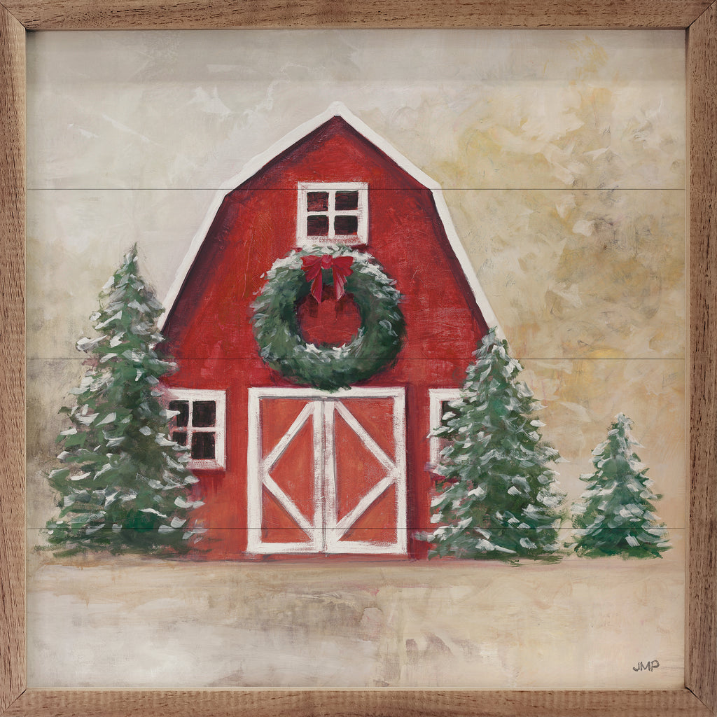 December Barn By Julia Purinton 16x16 / White