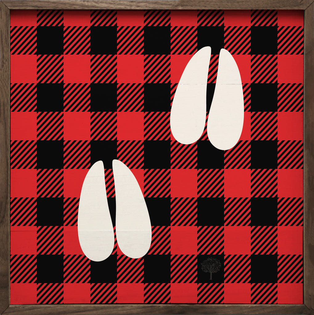 Deer Prints Plaid Red 16x16 / Red