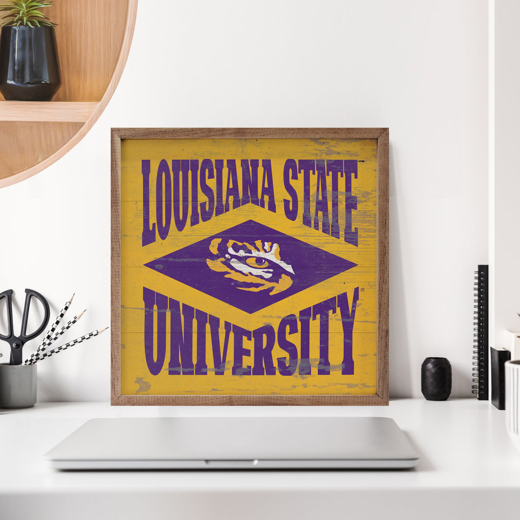 Diamond Logo LSU 16x16 / Gold