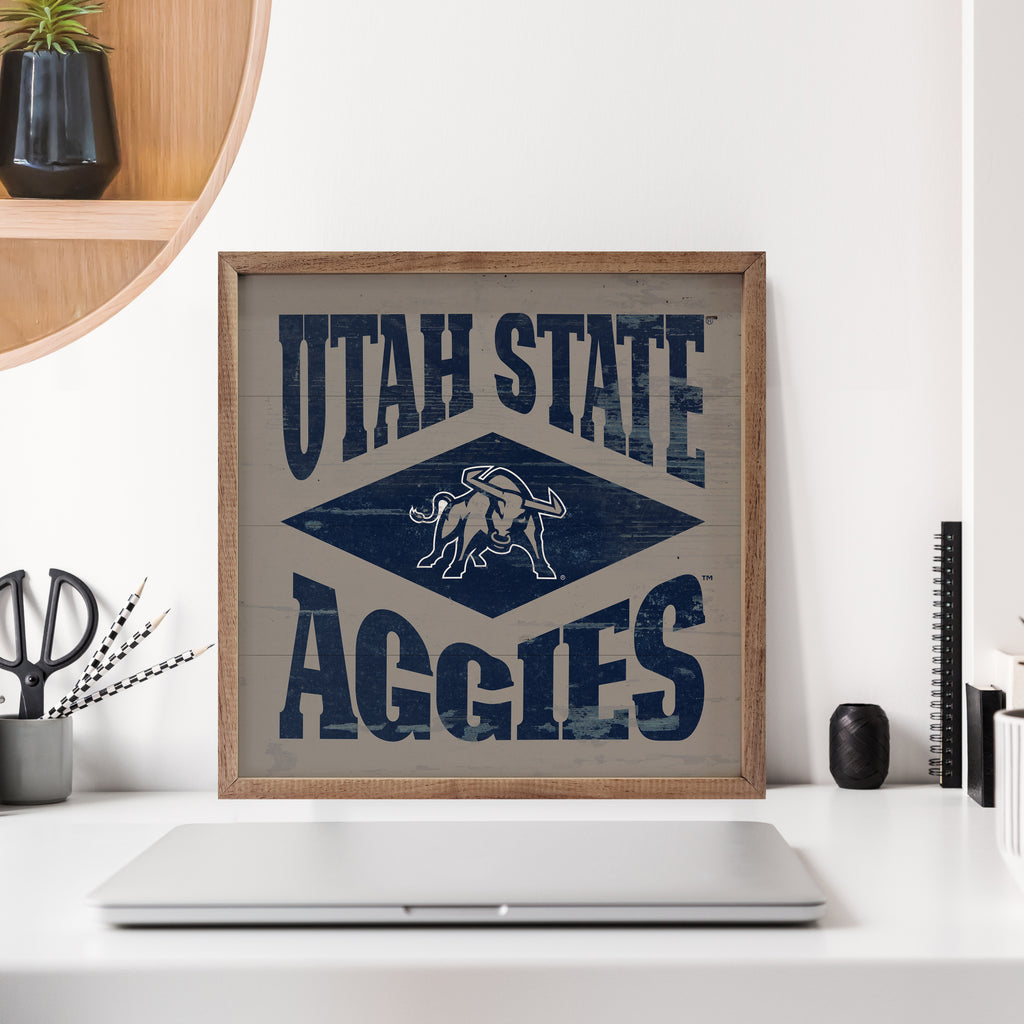 Diamond Logo Utah State 16x16 / Gray