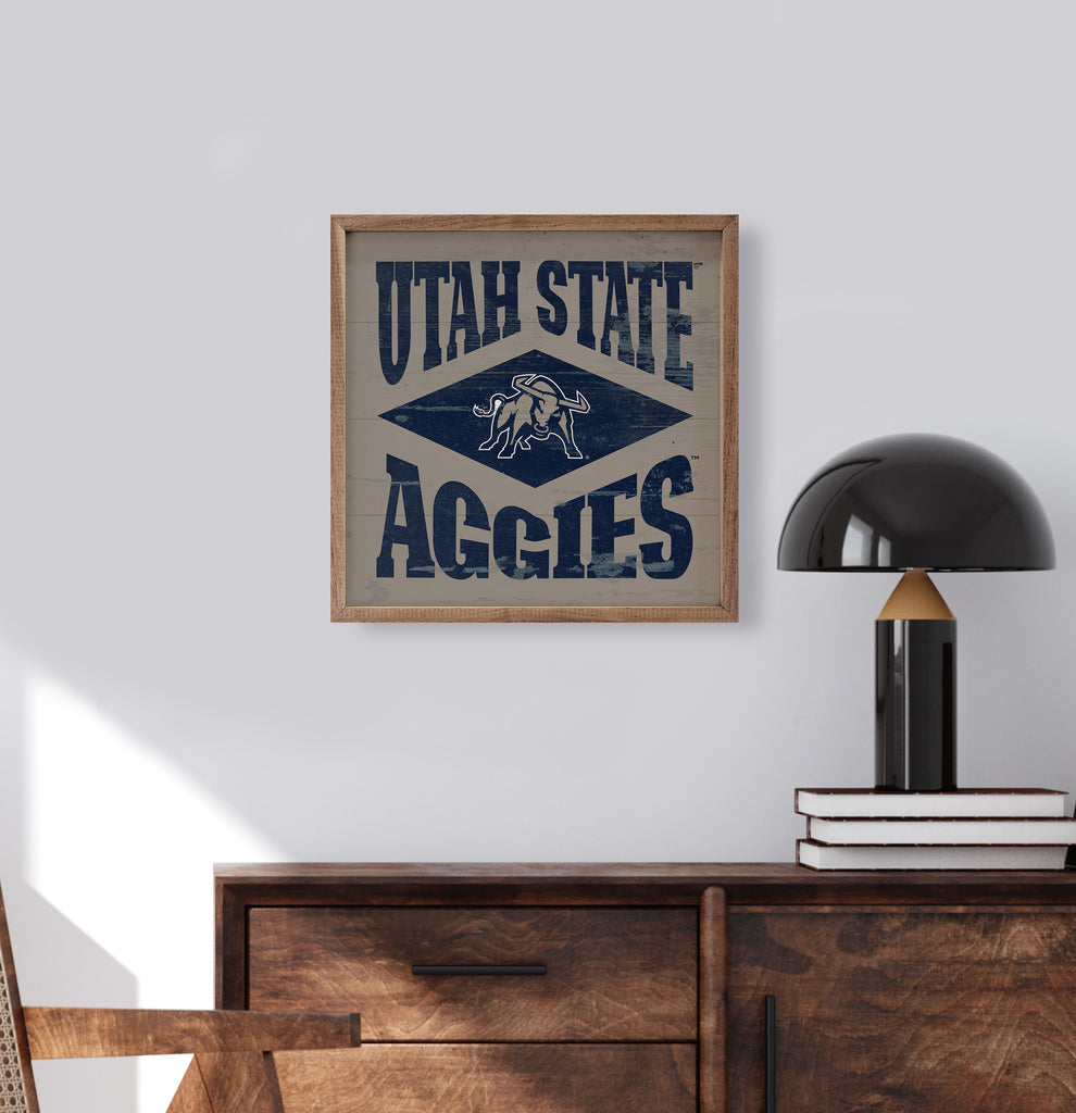 Diamond Logo Utah State 16x16 / Gray