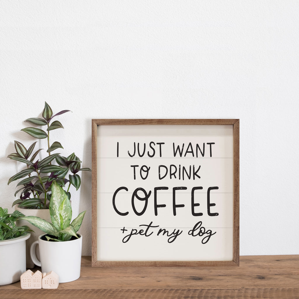 Drink Coffee Pet My Dog White 16x16 / White