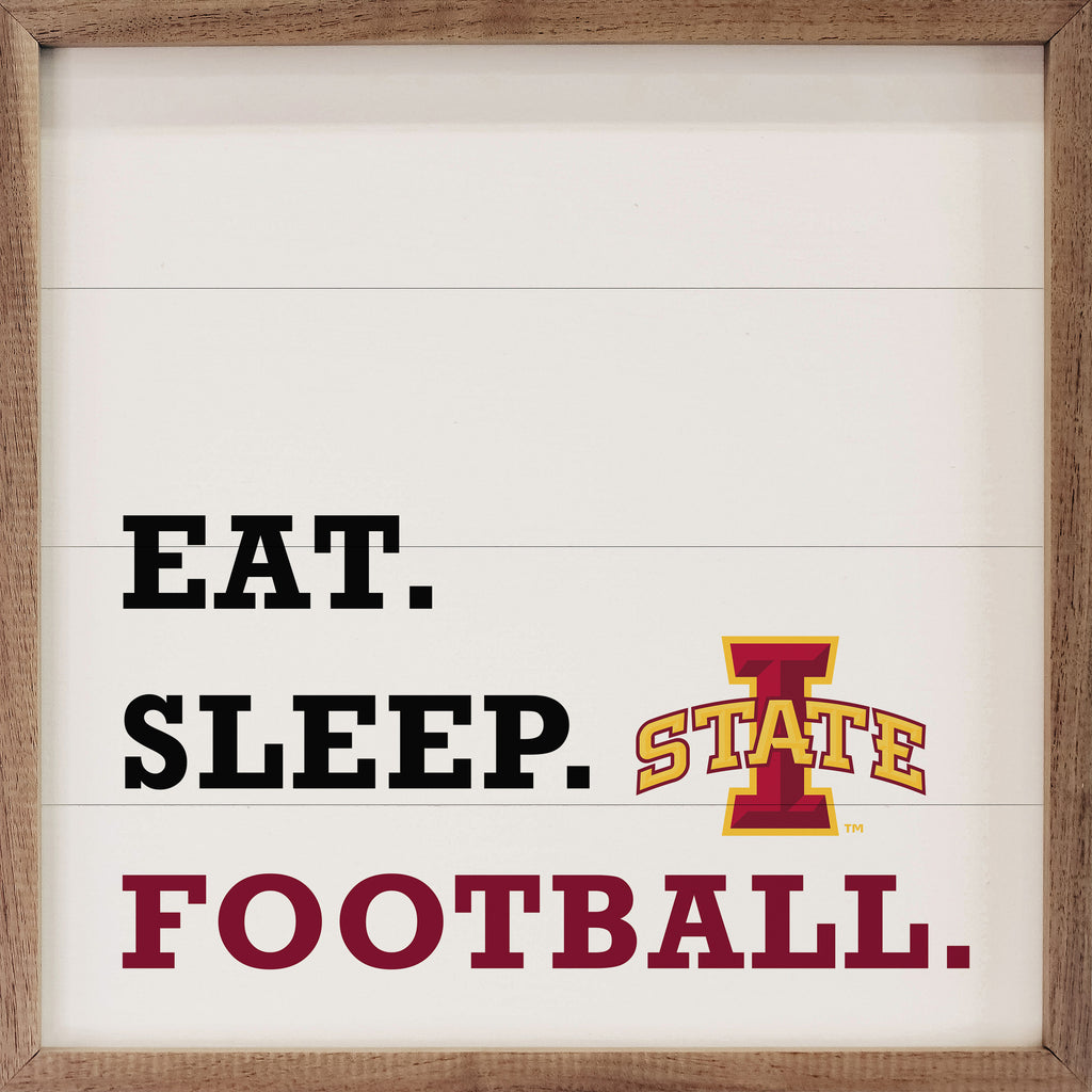 Eat Sleep Football Iowa State 16x16 / White