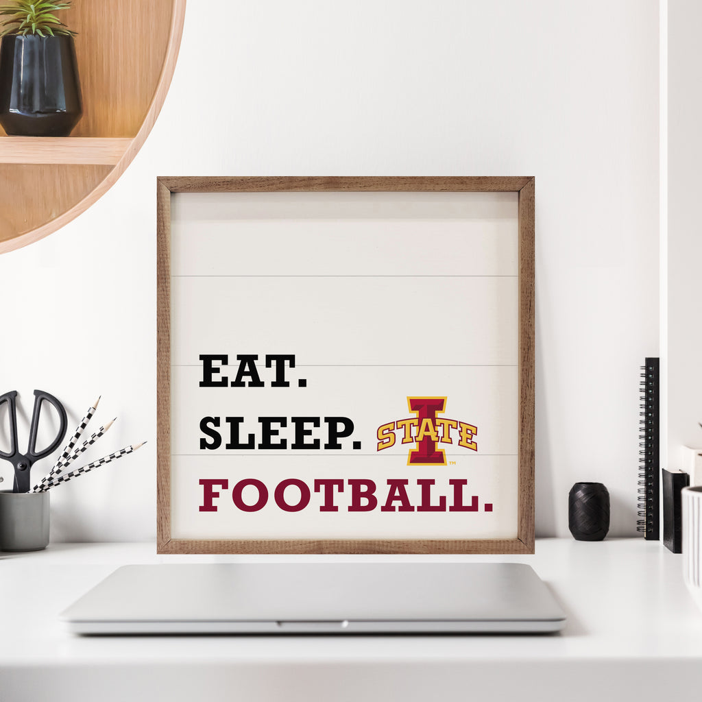 Eat Sleep Football Iowa State 16x16 / White