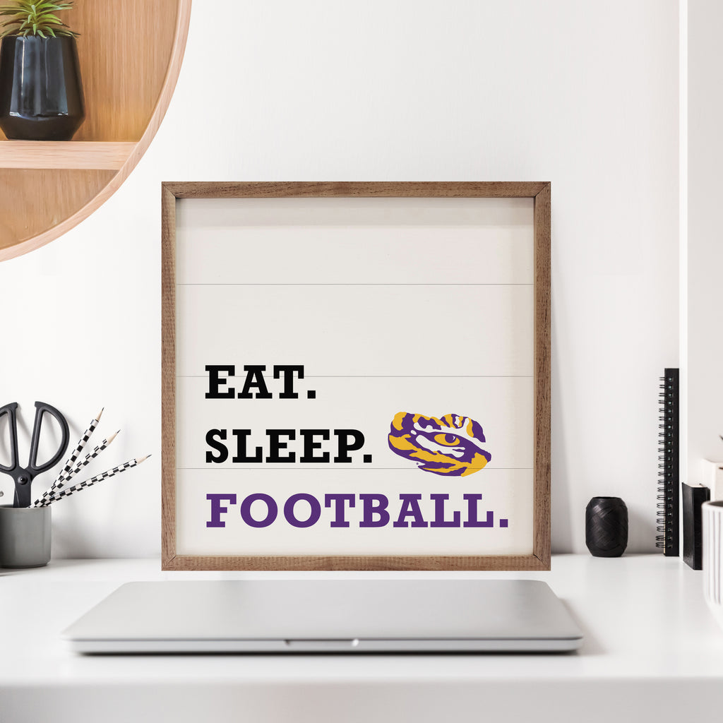 Eat Sleep Football LSU 16x16 / White