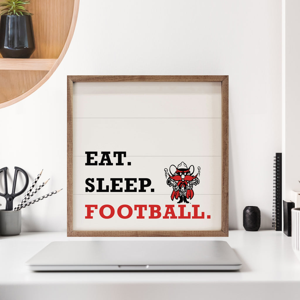 Eat Sleep Football Texas Tech 16x16 / White