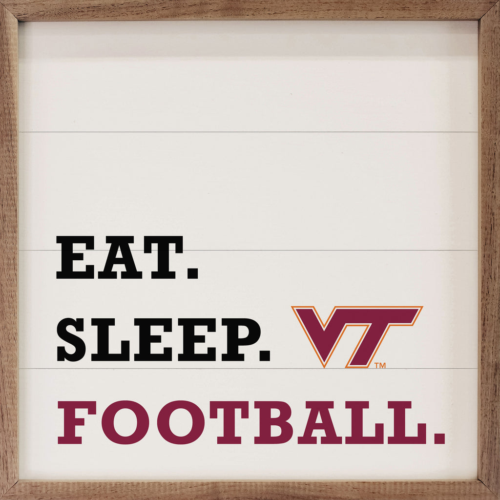 Eat Sleep Football Virginia Tech 16x16 / White