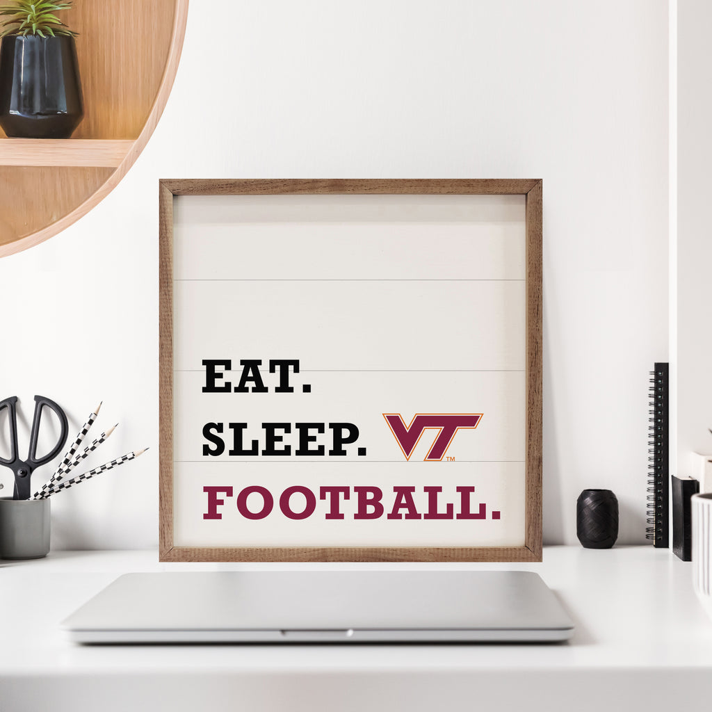 Eat Sleep Football Virginia Tech 16x16 / White