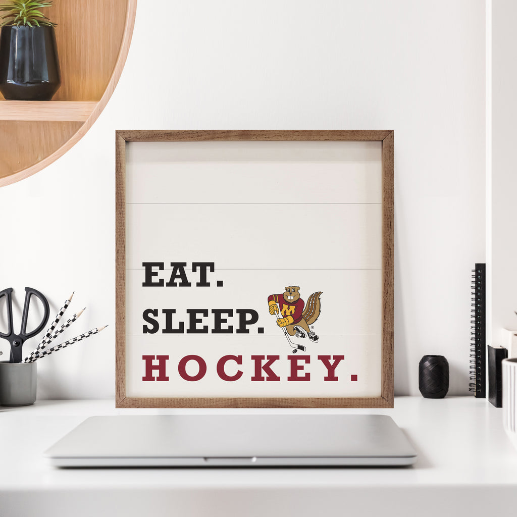 Eat Sleep Hockey Minnesota 16x16 / White