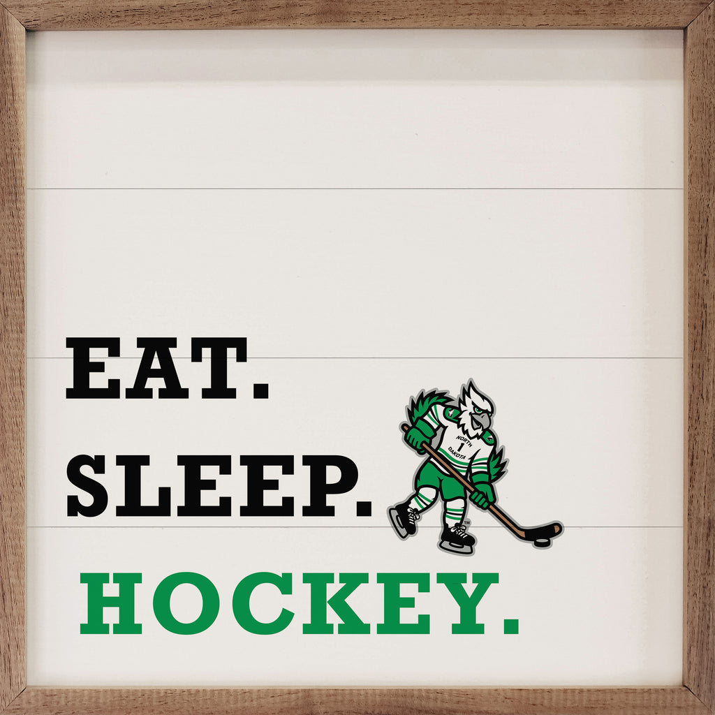 Eat Sleep Hockey North Dakota 16x16 / White