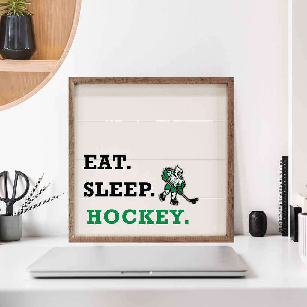 Eat Sleep Hockey North Dakota 16x16 / White