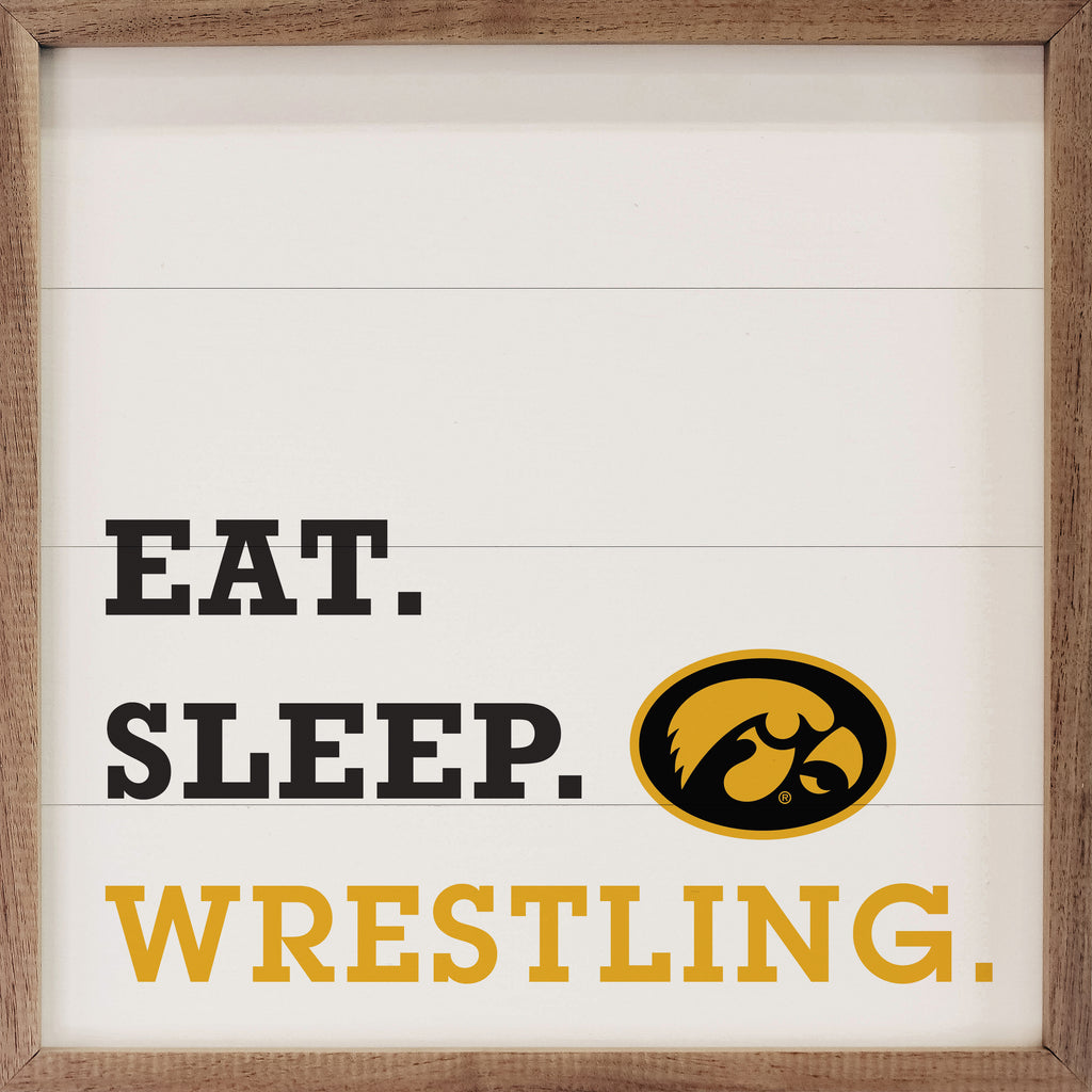 Eat Sleep Wrestling Iowa 16x16 / White