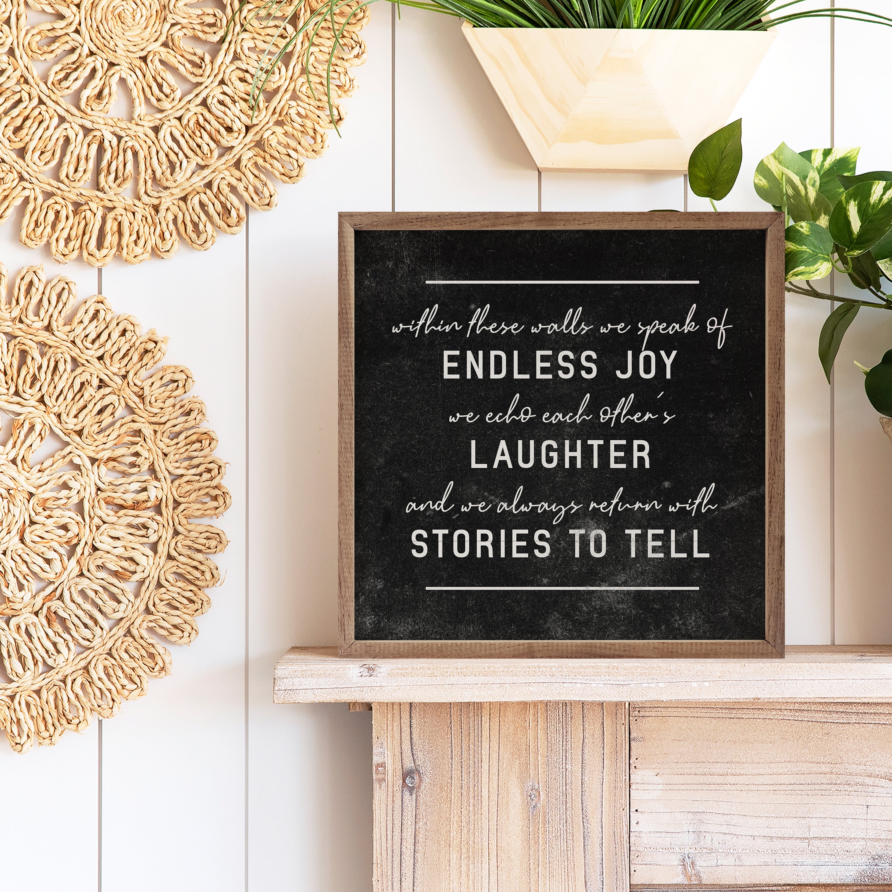 Endless Joy Laughter Stories To Tell Lines Black 16x16 / Black