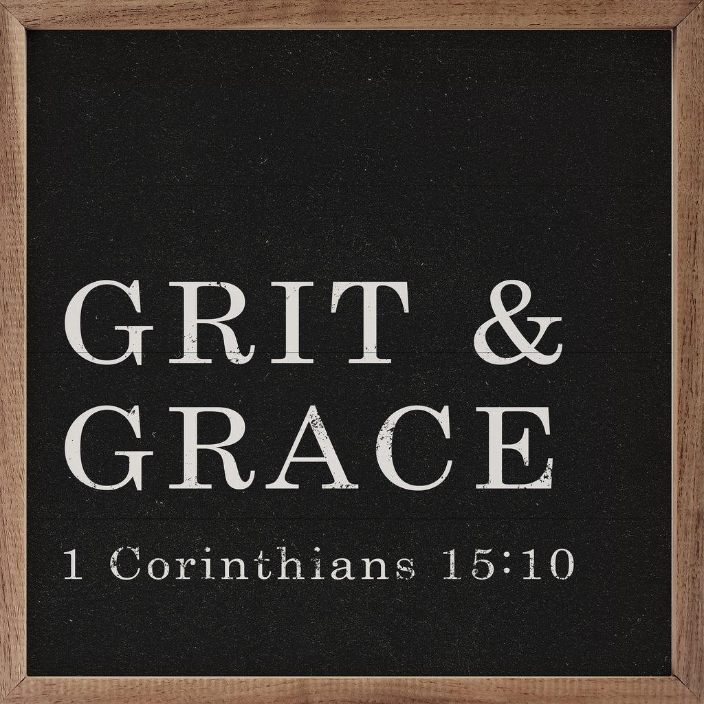 Grit And Grace 1 Corinthians 15 10 Black 16x16 / Black