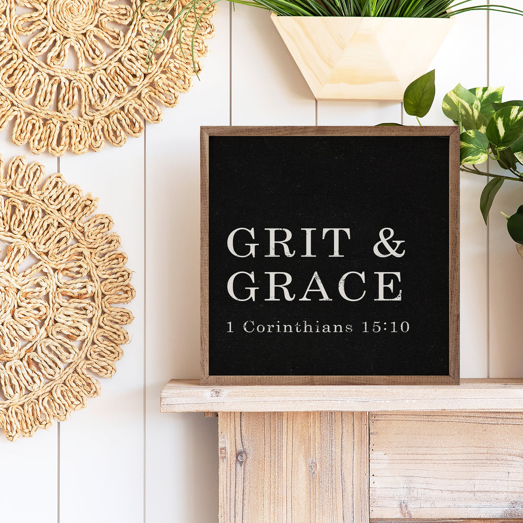 Grit And Grace 1 Corinthians 15 10 Black 16x16 / Black