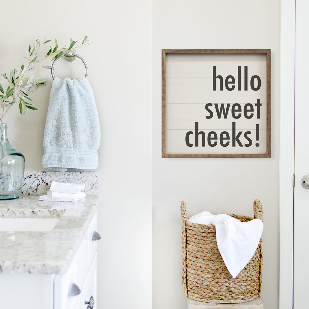 Hello Sweet Cheeks Block White 16x16 / White