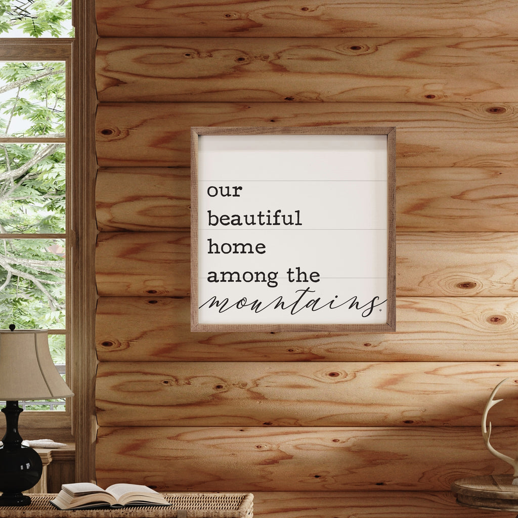 Home Among The Mountains White 16x16 / White