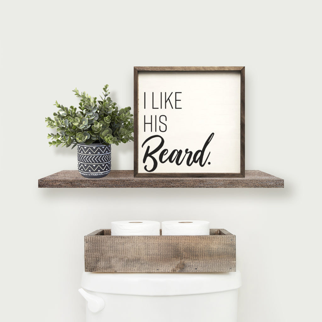 I Like His Beard White 16x16 / White
