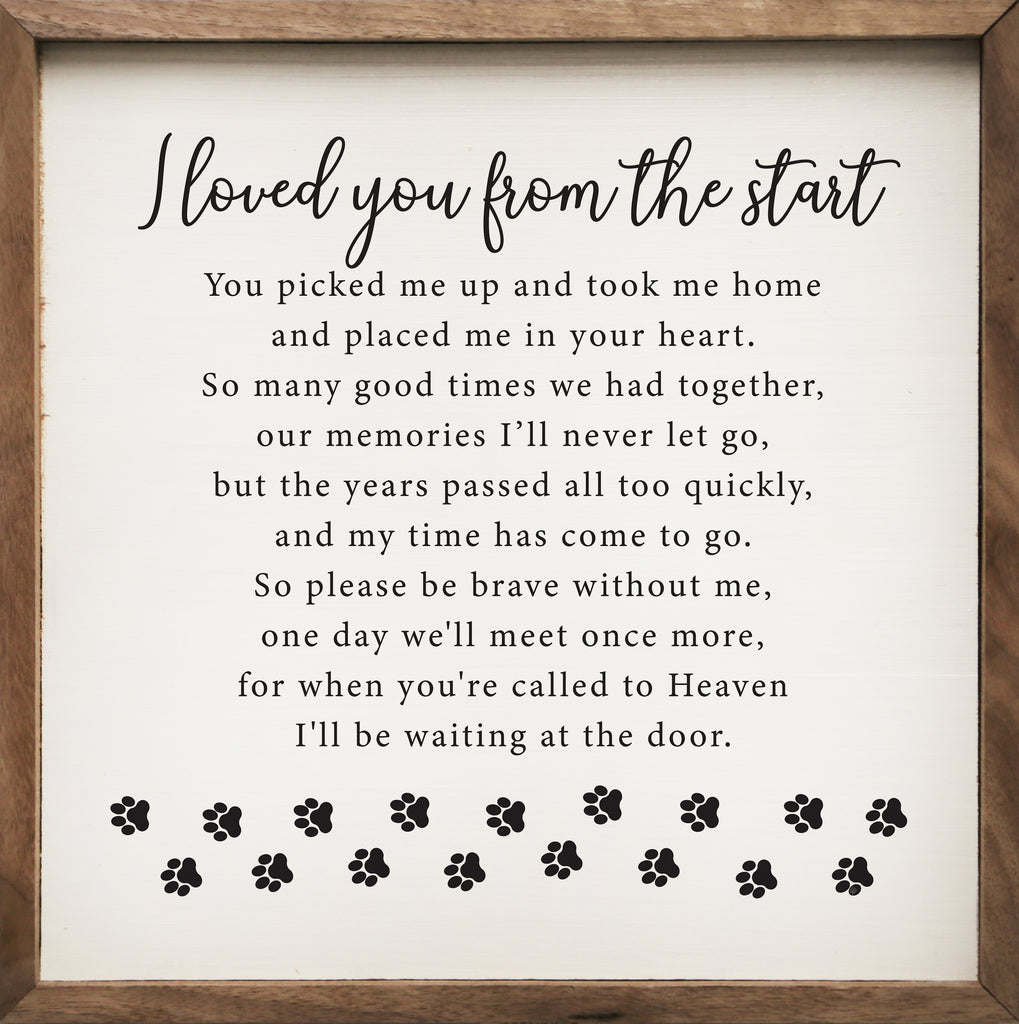 I Loved You From The Start Paws White 16x16 / White