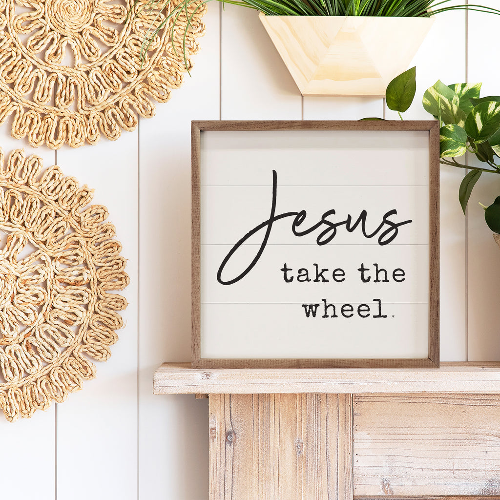 Jesus Take The Wheel White 16x16 / White