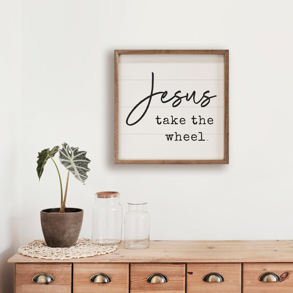 Jesus Take The Wheel White 16x16 / White