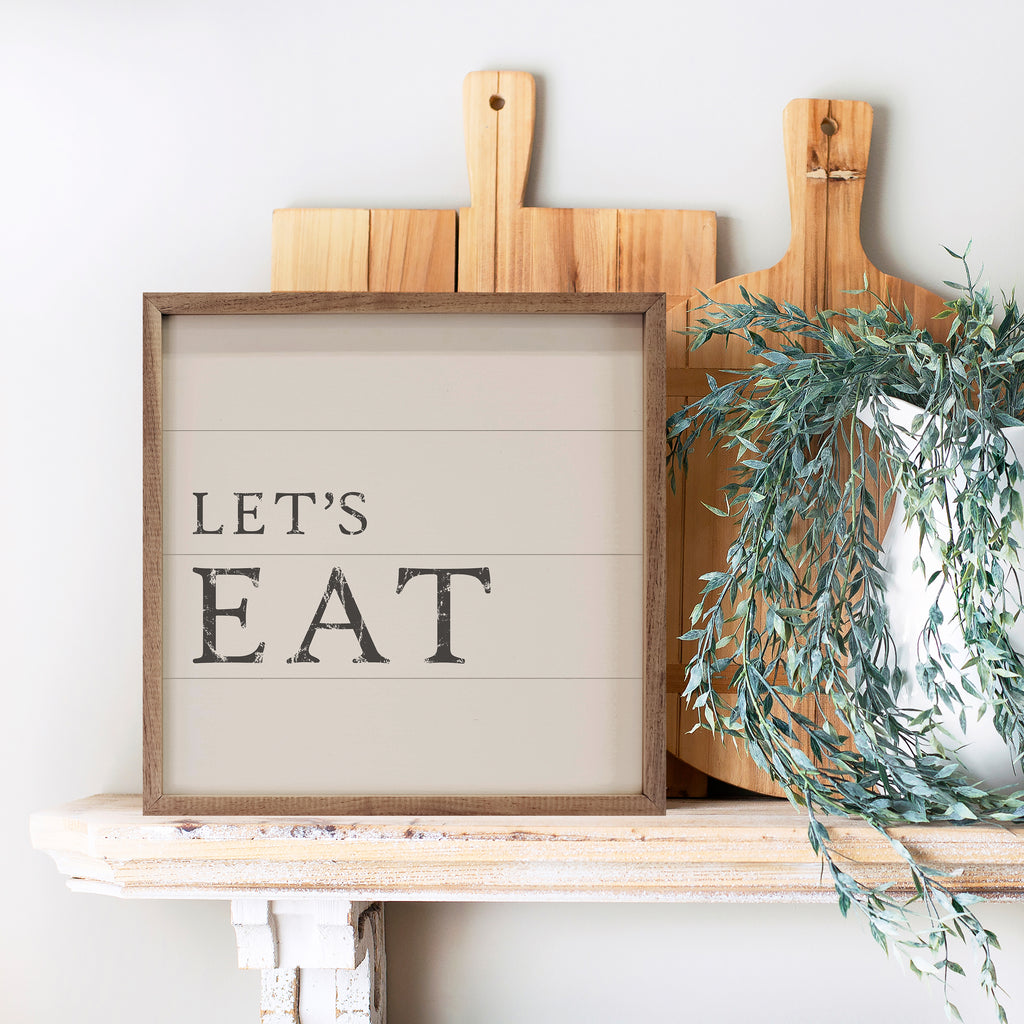 Let's Eat Greenery White 16x16 / White