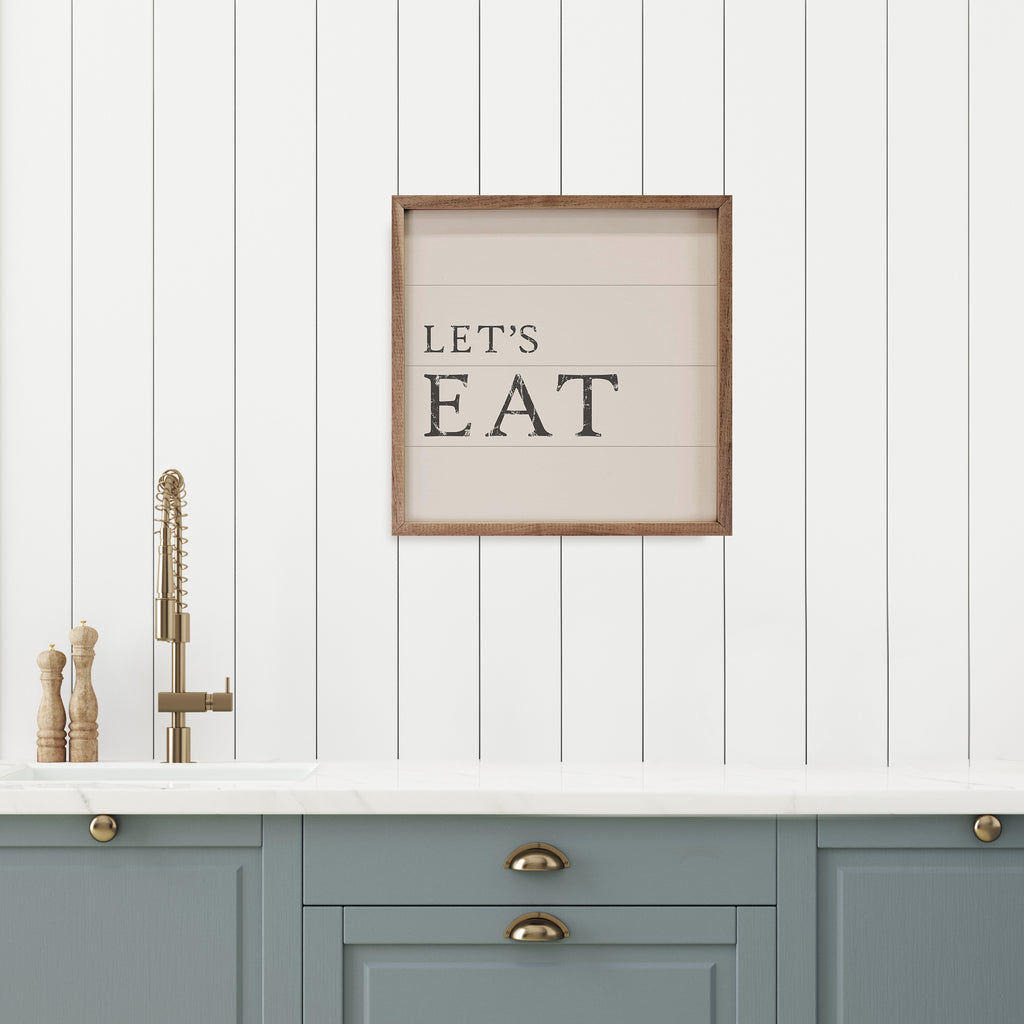 Let's Eat Greenery White 16x16 / White