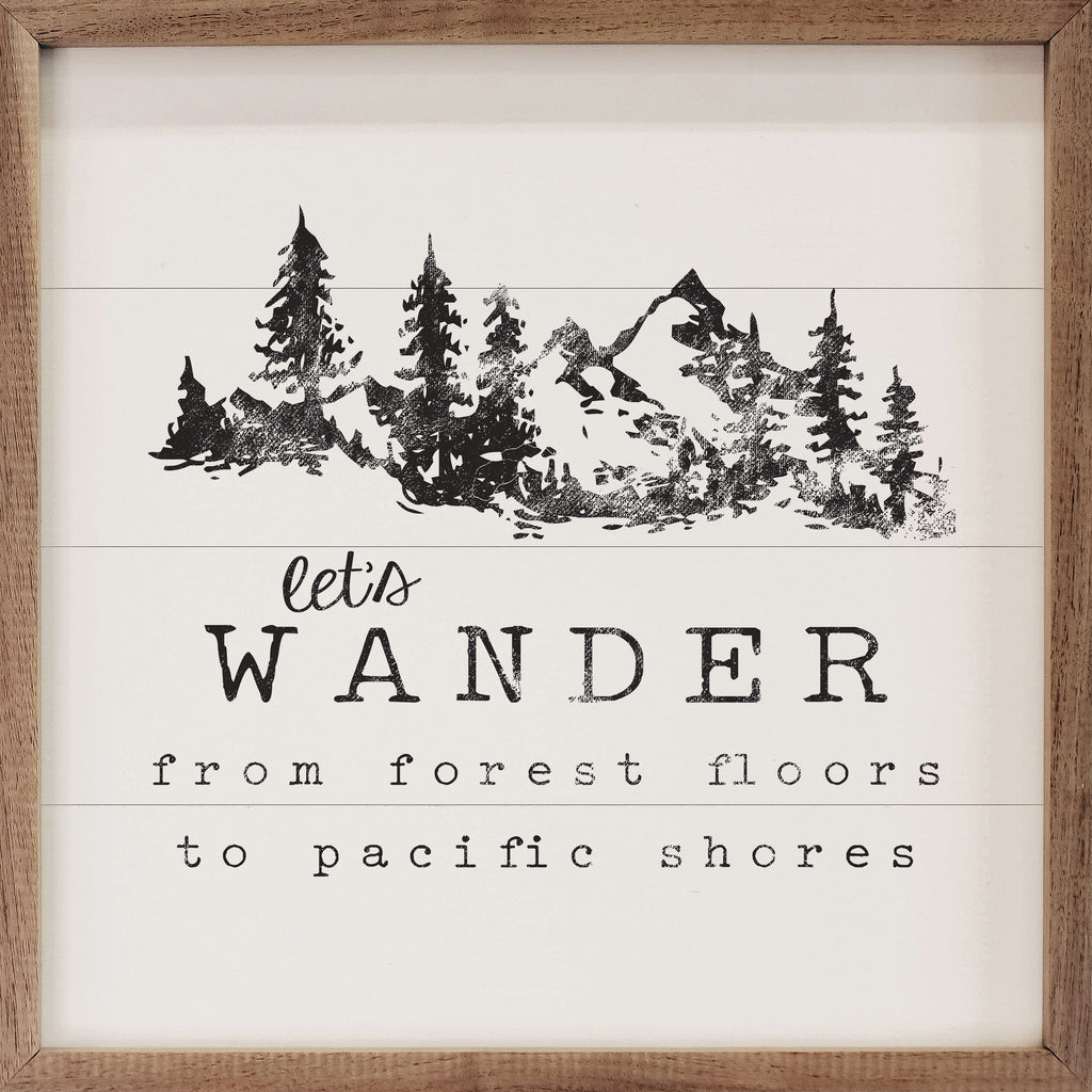 Let's Wander Mountains White 16x16 / White