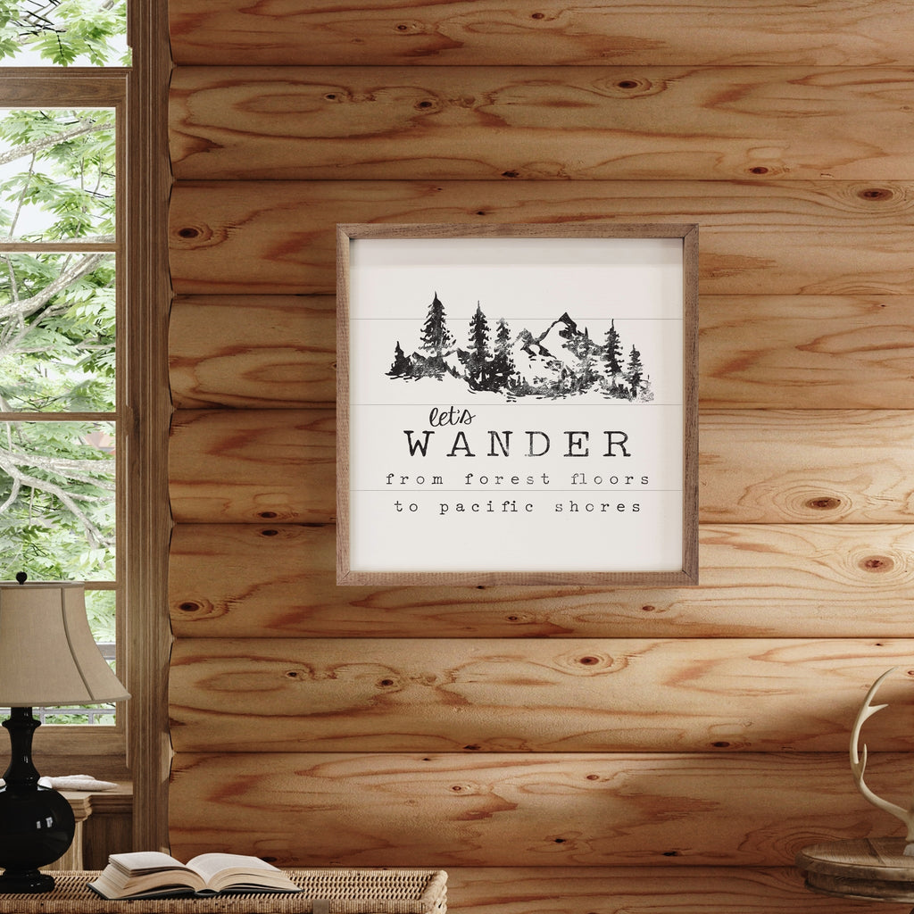 Let's Wander Mountains White 16x16 / White