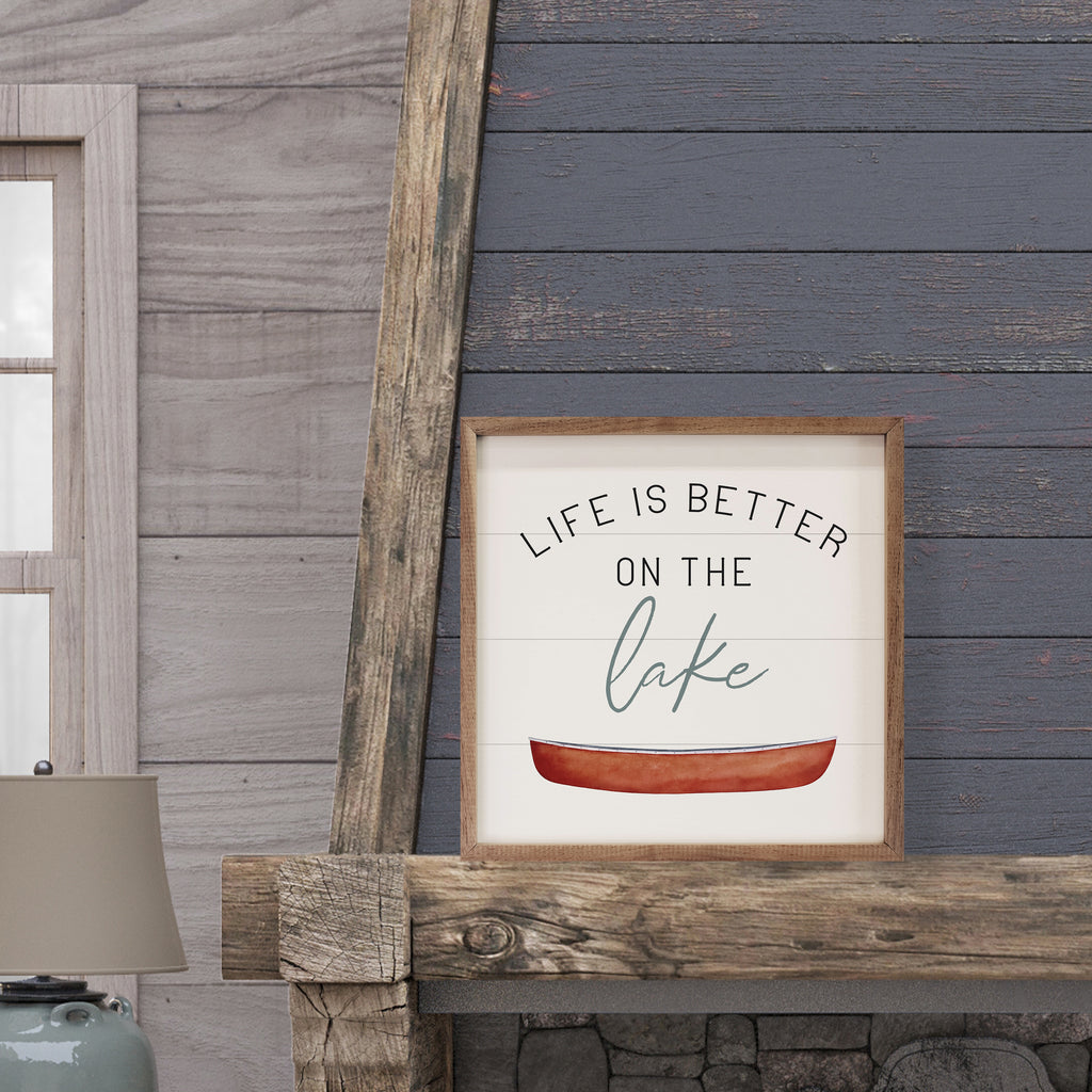 Life Is Better On The Lake Canoe White 16x16 / White