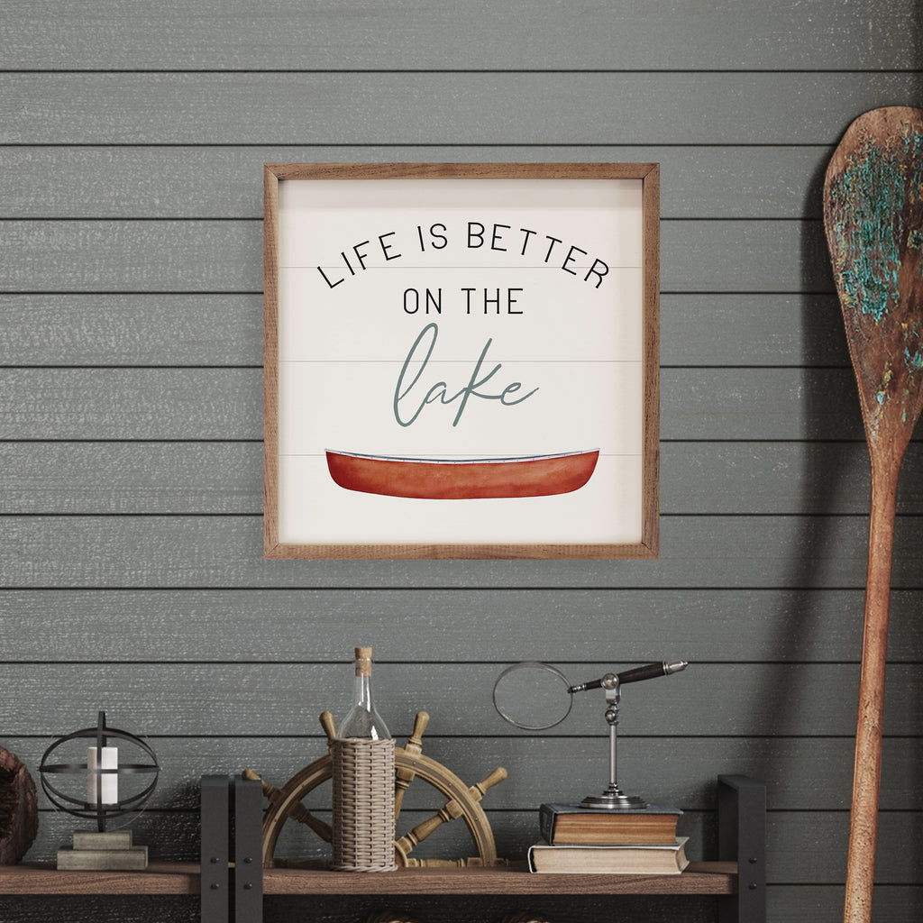 Life Is Better On The Lake Canoe White 16x16 / White