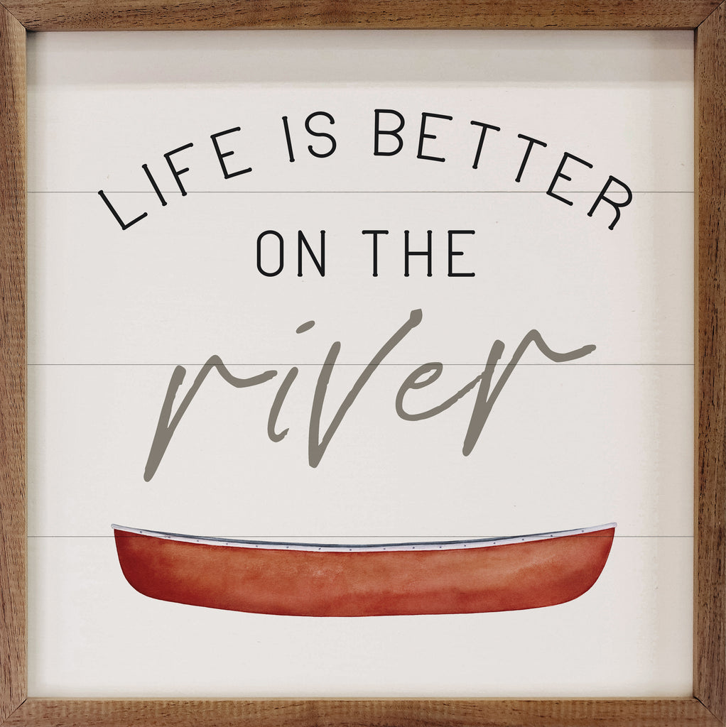 Life Is Better On The River Canoe White 16x16 / White
