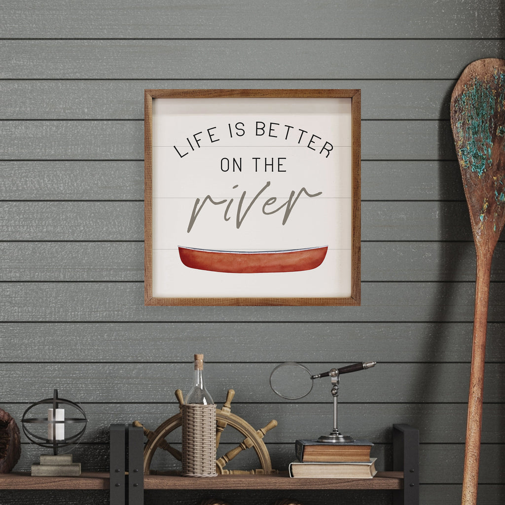 Life Is Better On The River Canoe White 16x16 / White