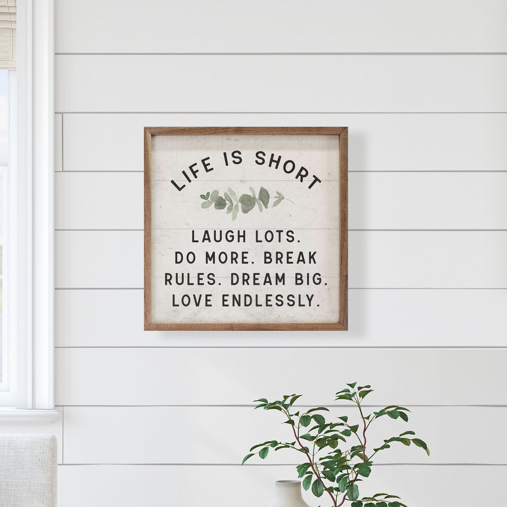Life Is Short Greenery White 16x16 / White