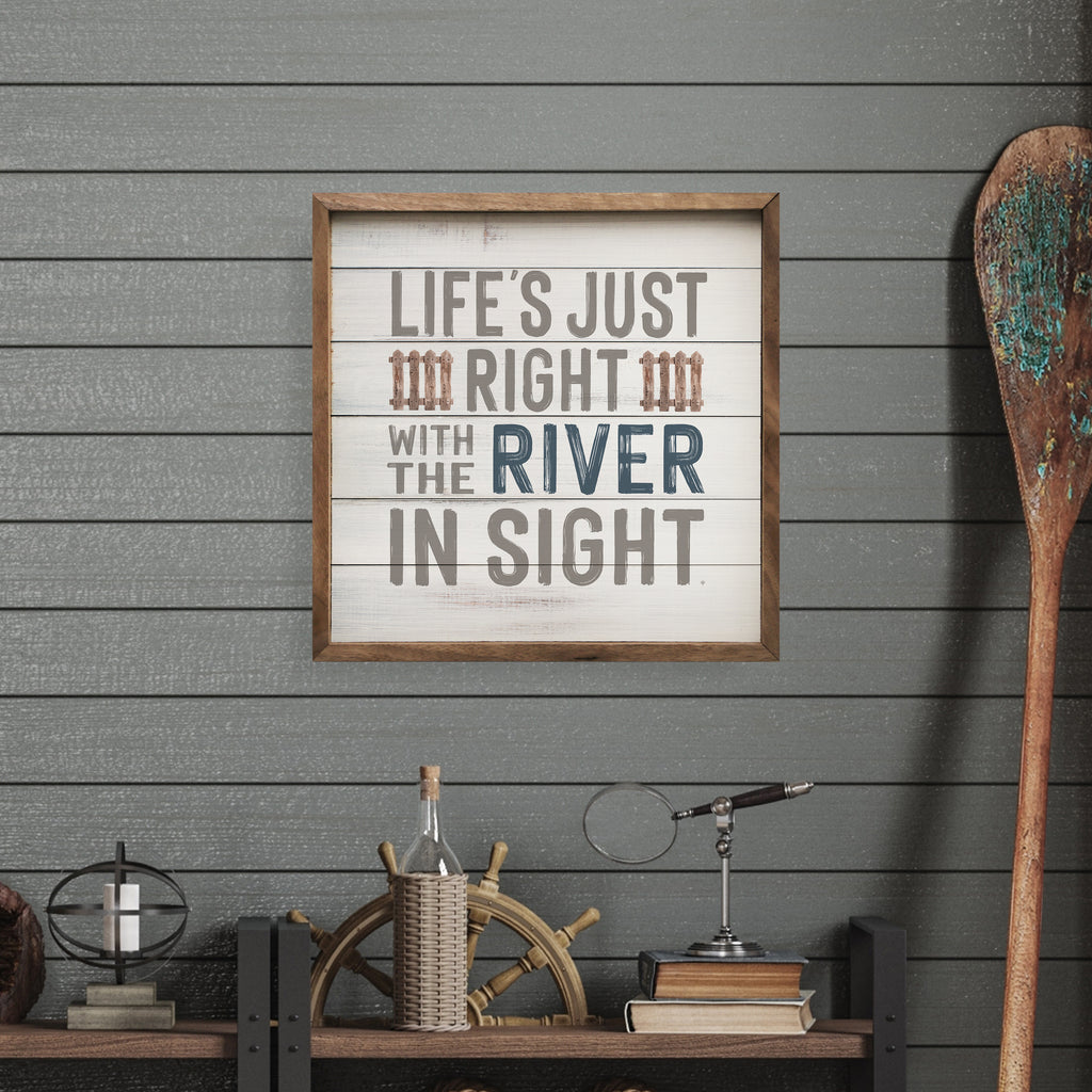 Life's Just Right With The River In Sight Whitewash 16x16 / Whitewash